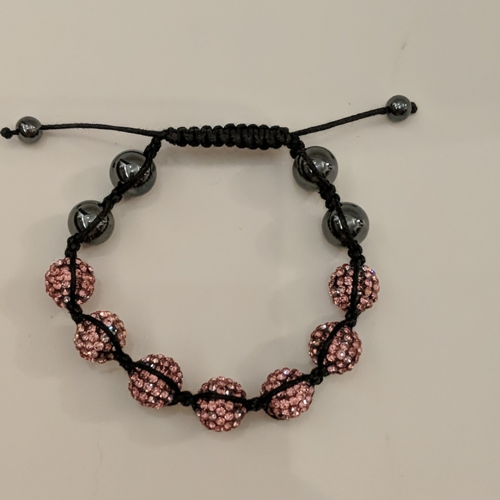 Pink Crystal Rhinestone Adjustable Bracelet - Picture 2 of 4